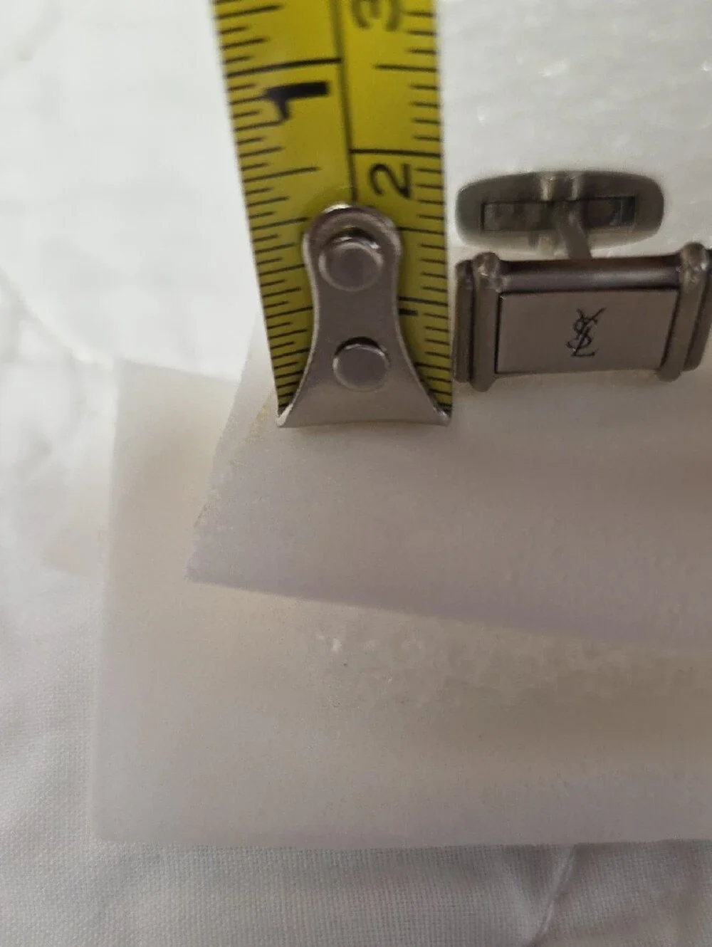 Vintage Yves Saint Laurent Silver-Tone Rectangular Cufflinks